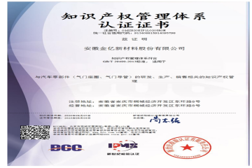 知识产权体系证书